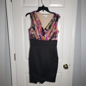 London Times Sleeveless Sheath Dress Womens Multicolor Floral Top. Black